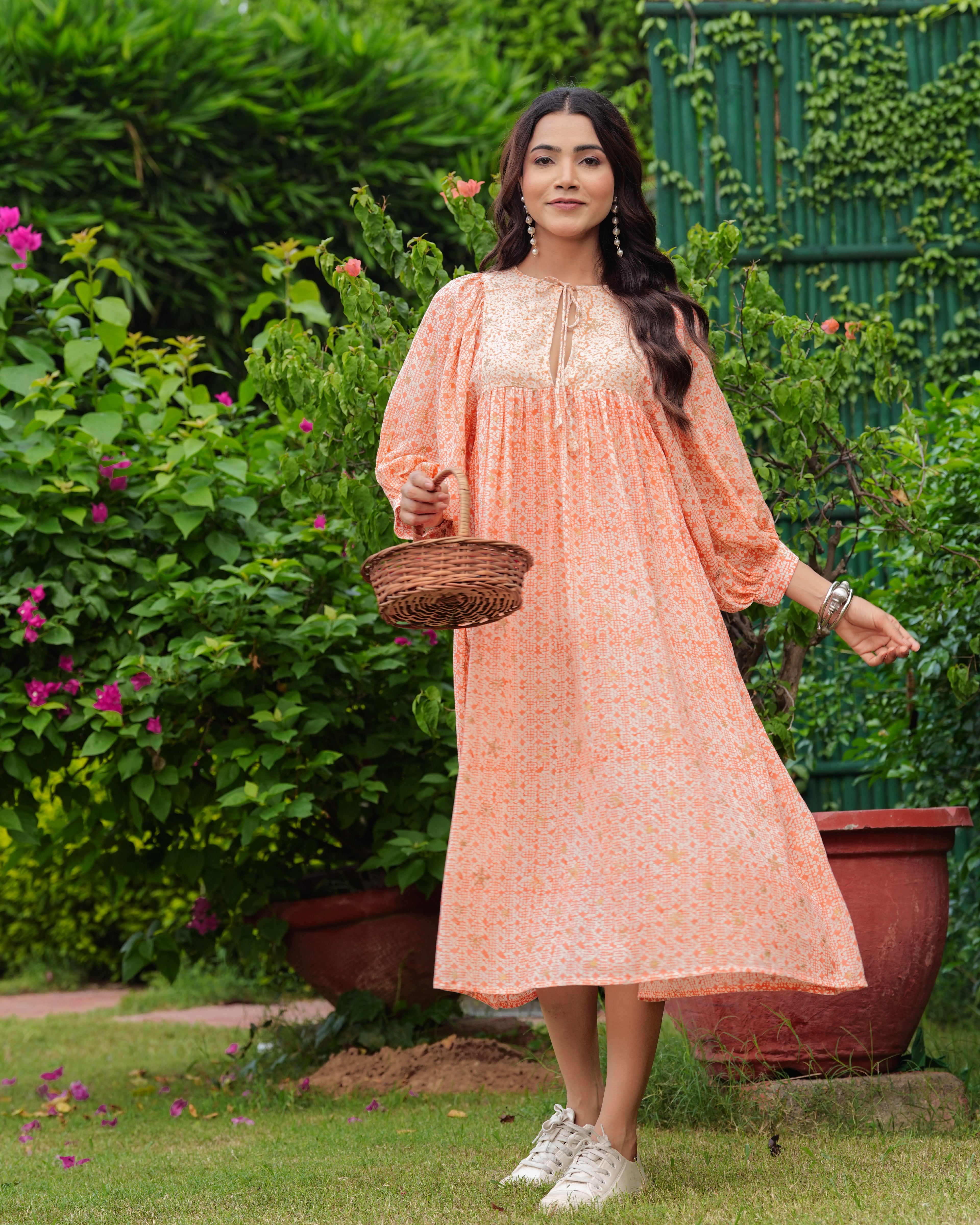 Hand Block Printed Gauri Midi~Mood Indigo Dress