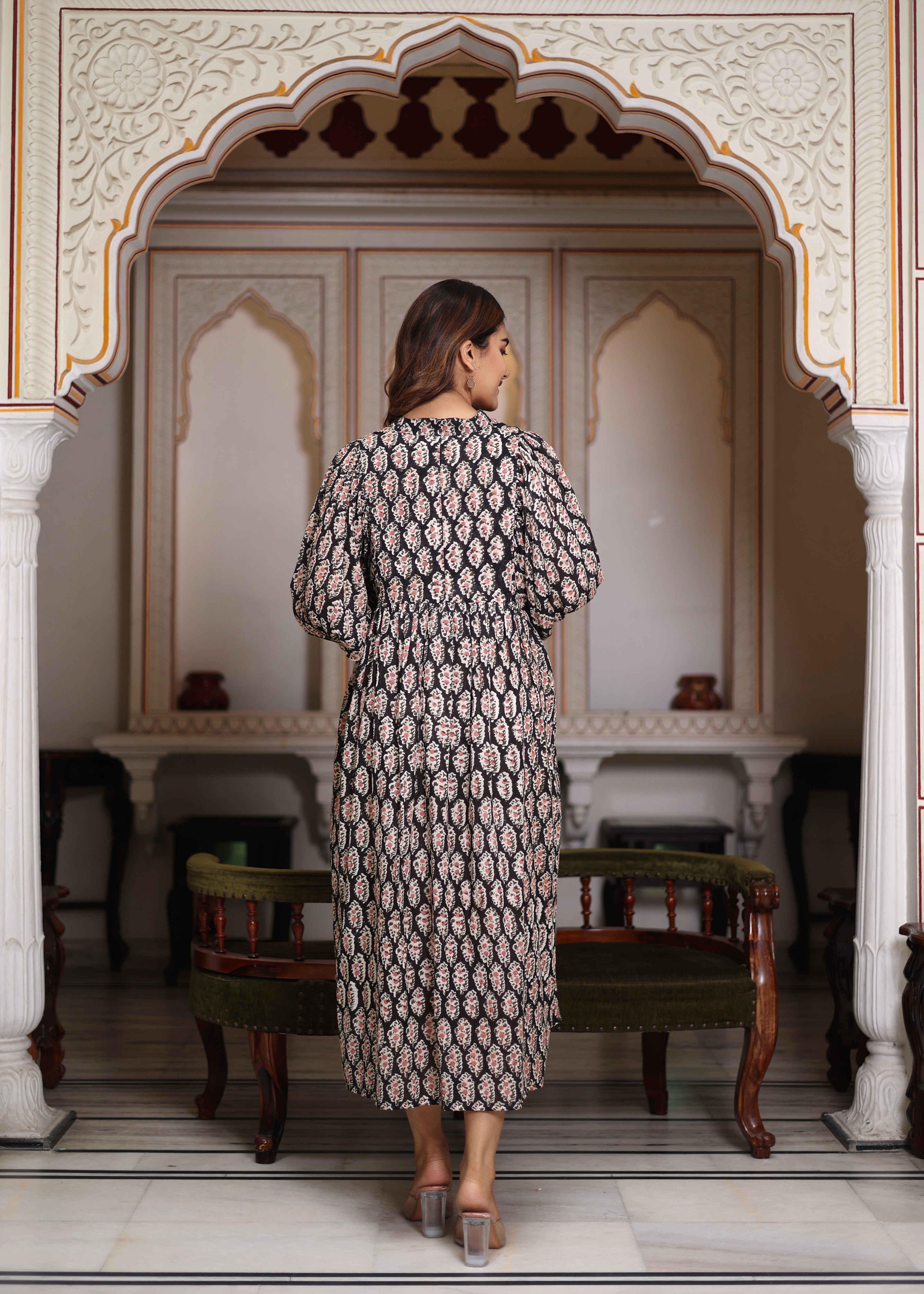 Hand Block Printed Mayra Midi Dress