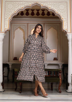 Hand Block Printed Mayra Midi Dress