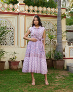Handcrafted Cotton Midi Dress Jaipur Print