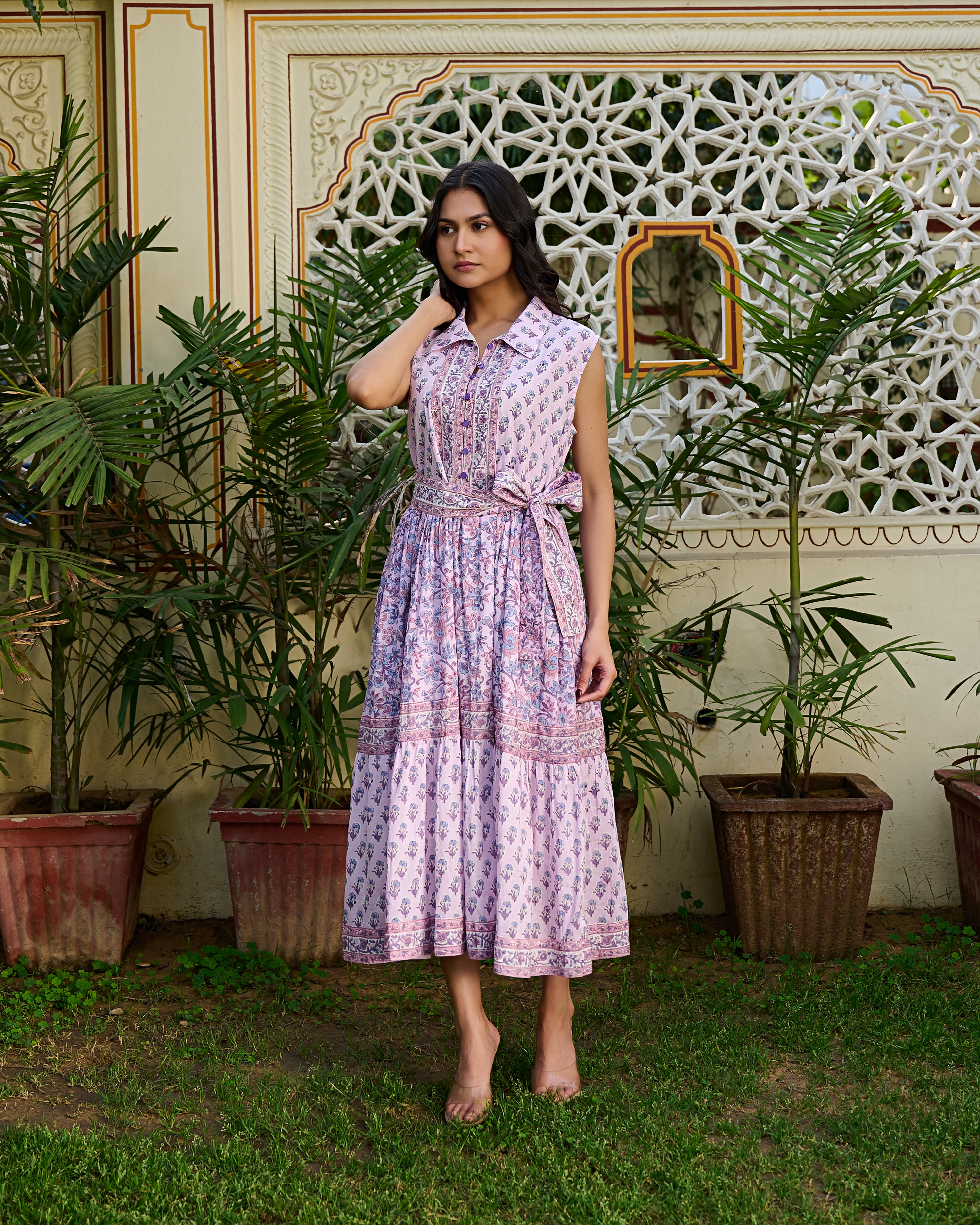 Handcrafted Cotton Midi Dress Jaipur Print