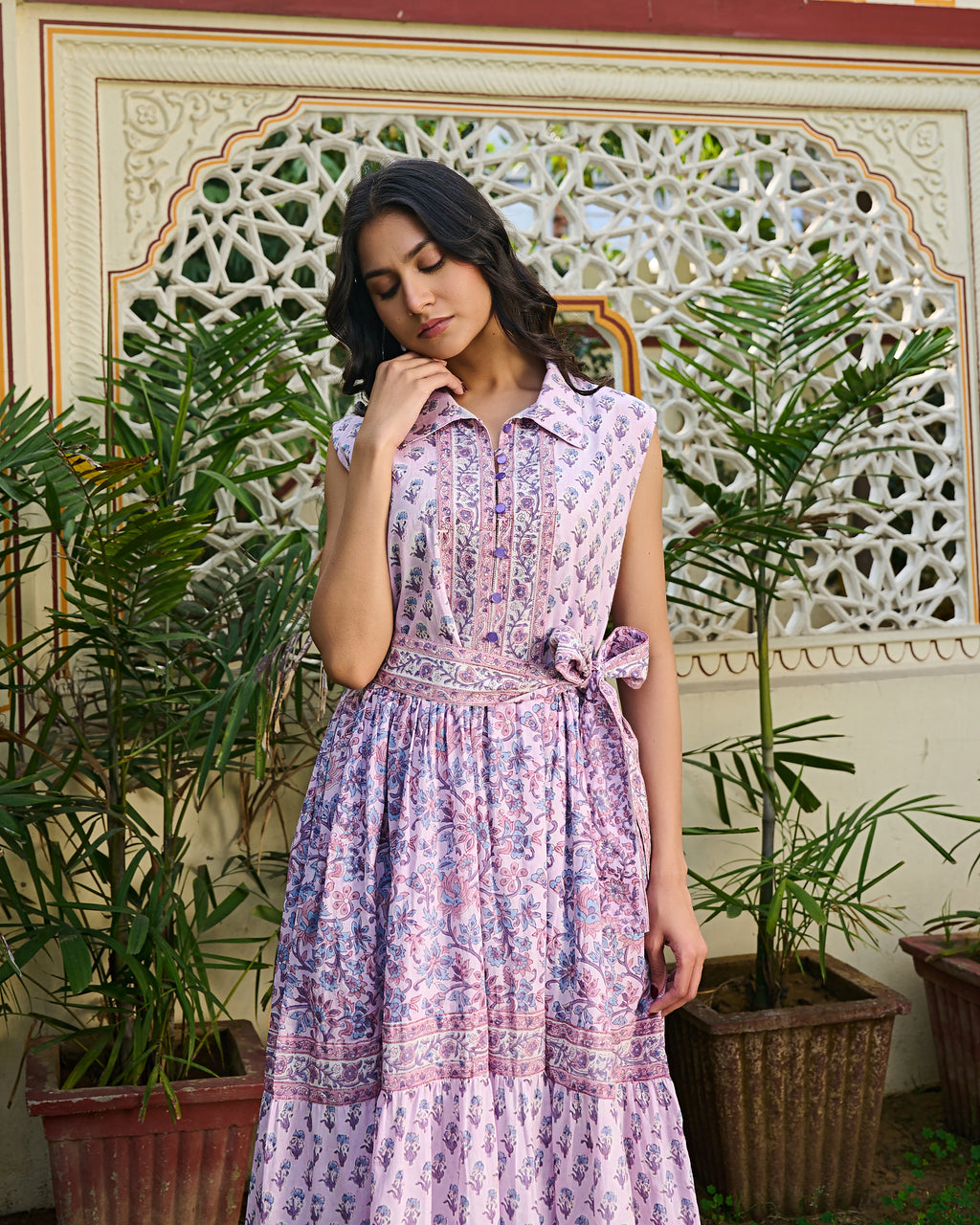 Handcrafted Cotton Midi Dress Jaipur Print