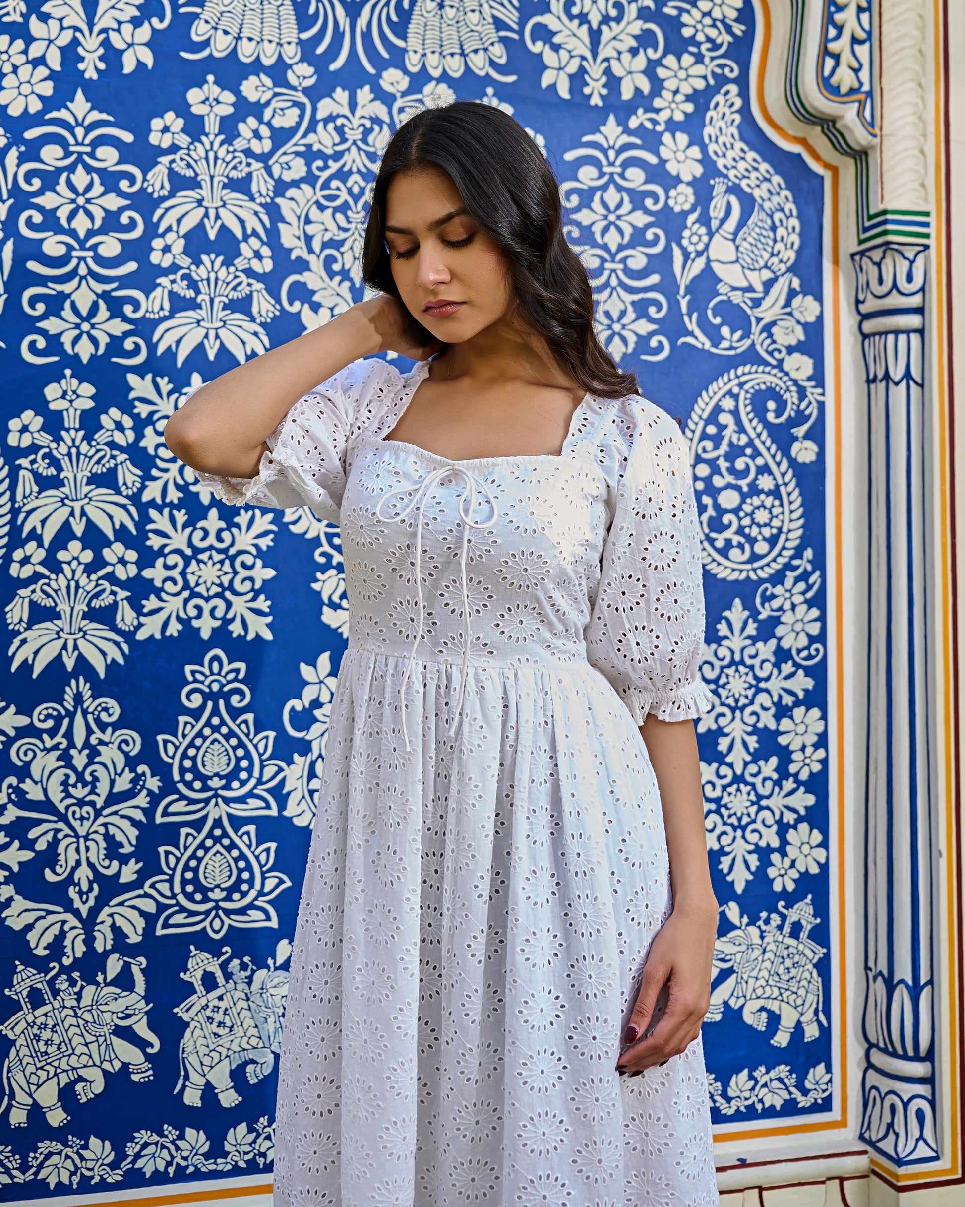 White Lace Dress White Cotton Dress With Sleeves White Cotton Eyelet Midi Dress Vintage-Inspired Summer Dress White Lace Dress White Cotton Dress With Sleeves White Cotton Eyelet Midi Dress Vintage-Inspired Summer Dress
