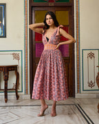 Boho Chic Cotton Orange Midi Dress