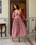 Boho Chic Cotton Orange Midi Dress