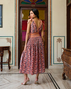 Boho Chic Cotton Orange Midi Dress