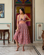 Boho Chic Cotton Orange Midi Dress