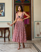 Boho Chic Cotton Orange Midi Dress