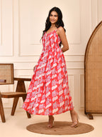 Ruby Bloom Hand Block Print Cotton Dress