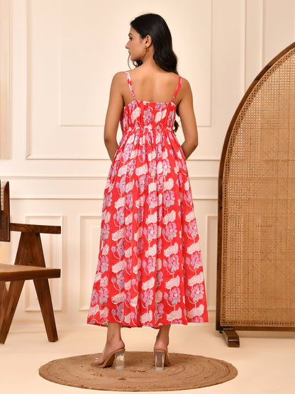 Ruby Bloom Hand Block Print Cotton Dress