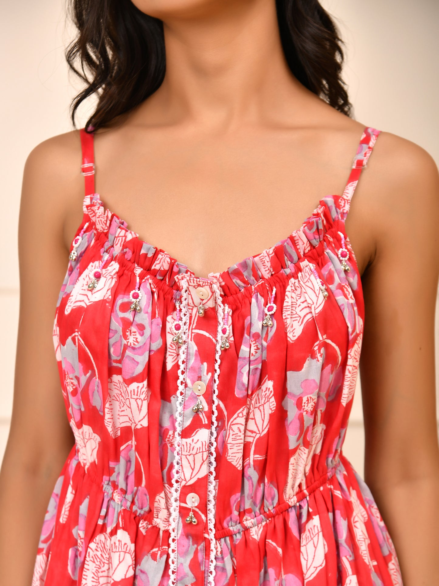 Ruby Bloom Hand Block Print Cotton Dress