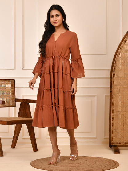 Amber Tiered Cotton Midi Dress