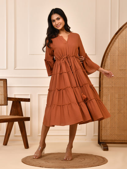 Amber Tiered Cotton Midi Dress