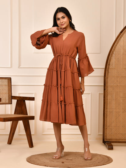 Amber Tiered Cotton Midi Dress