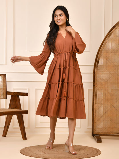 Amber Tiered Cotton Midi Dress