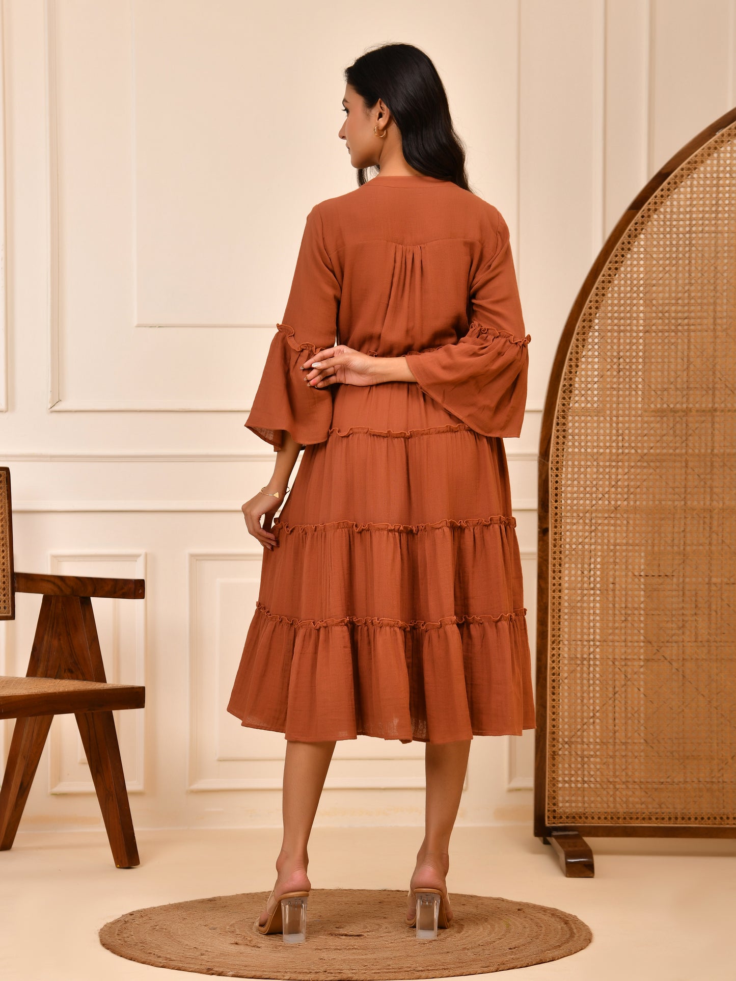 Amber Tiered Cotton Midi Dress