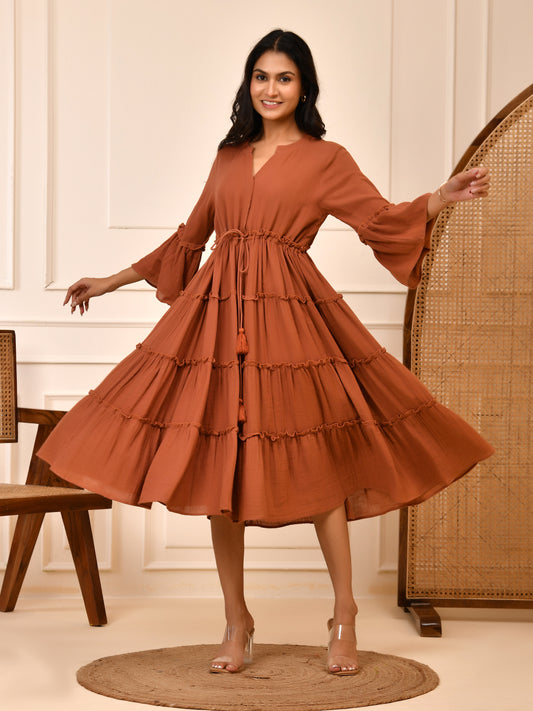 Amber Tiered Cotton Midi Dress