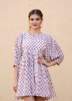 Beautiful Hand-Block Printed Handmade Summer Rooh Mini Dress