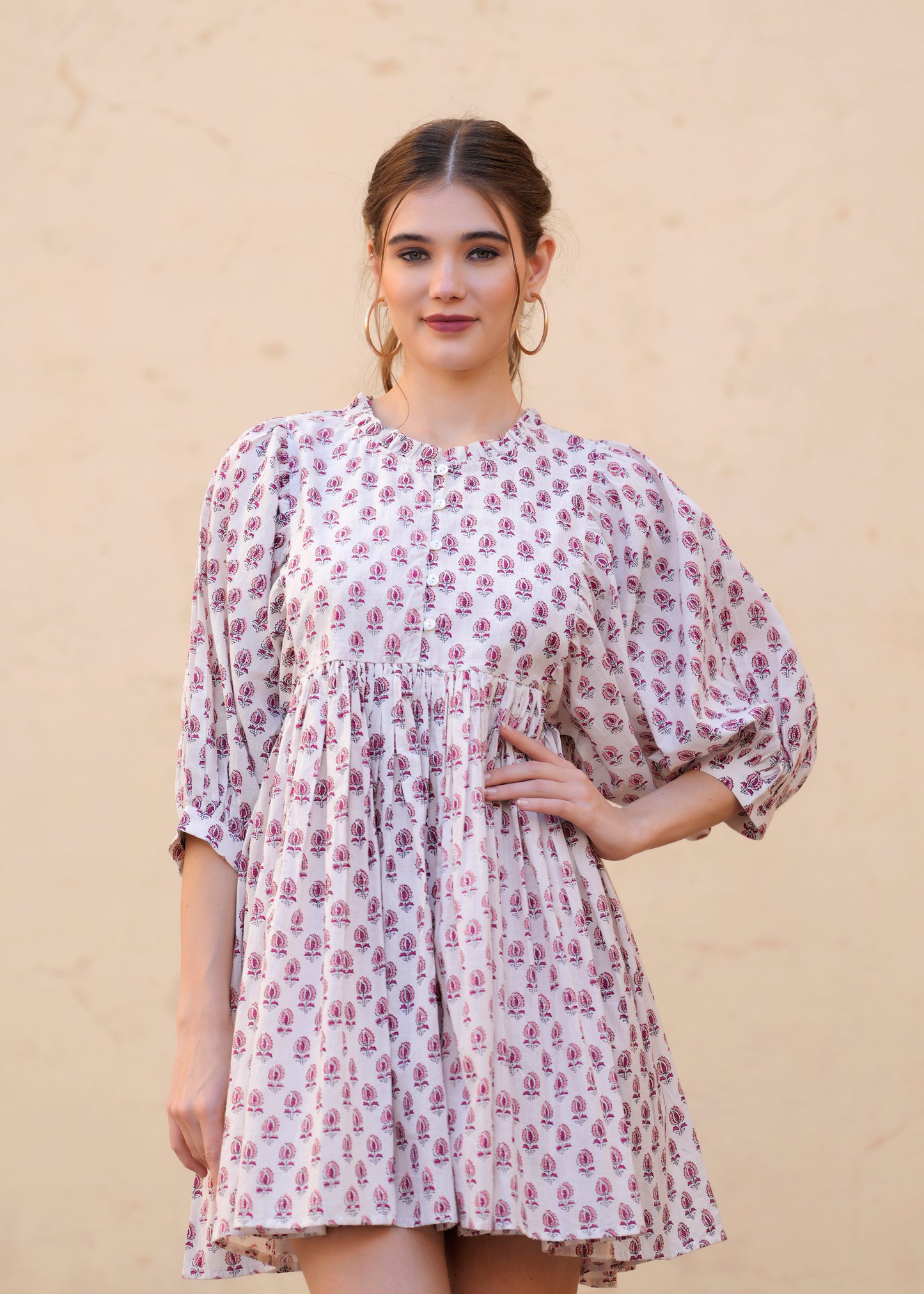 Beautiful Hand-Block Printed Handmade Summer Rooh Mini Dress