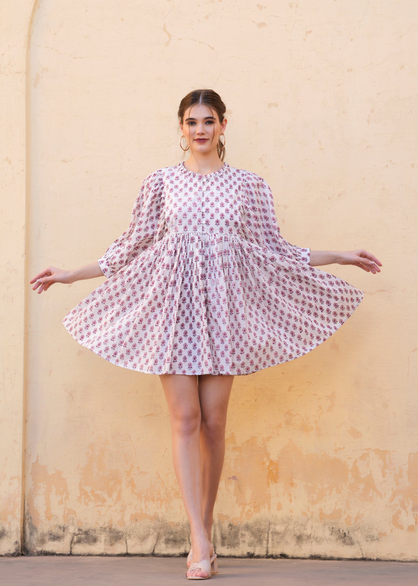 Beautiful Hand-Block Printed Handmade Summer Rooh Mini Dress