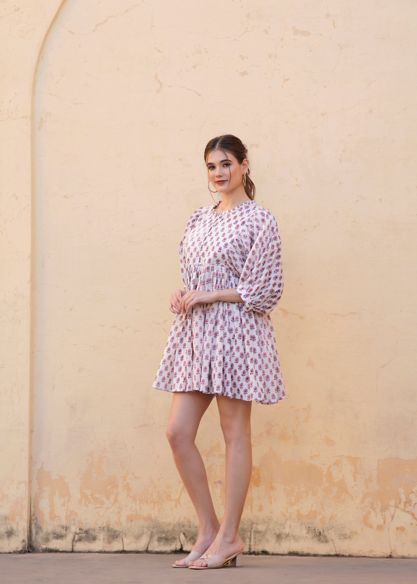 Beautiful Hand-Block Printed Handmade Summer Rooh Mini Dress