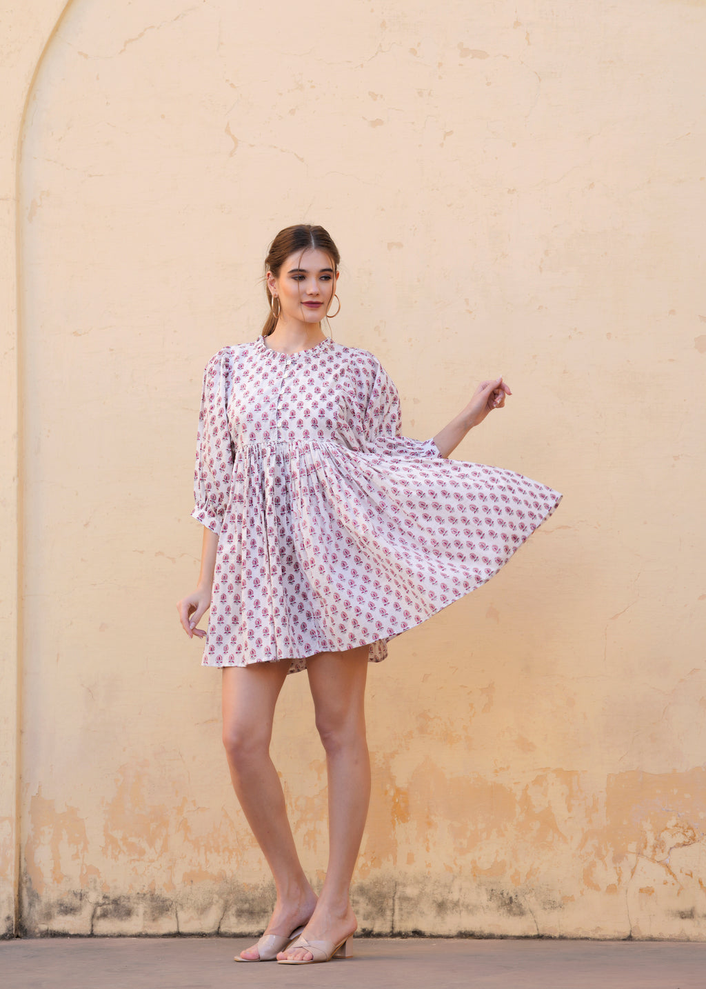 Beautiful Hand-Block Printed Handmade Summer Rooh Mini Dress