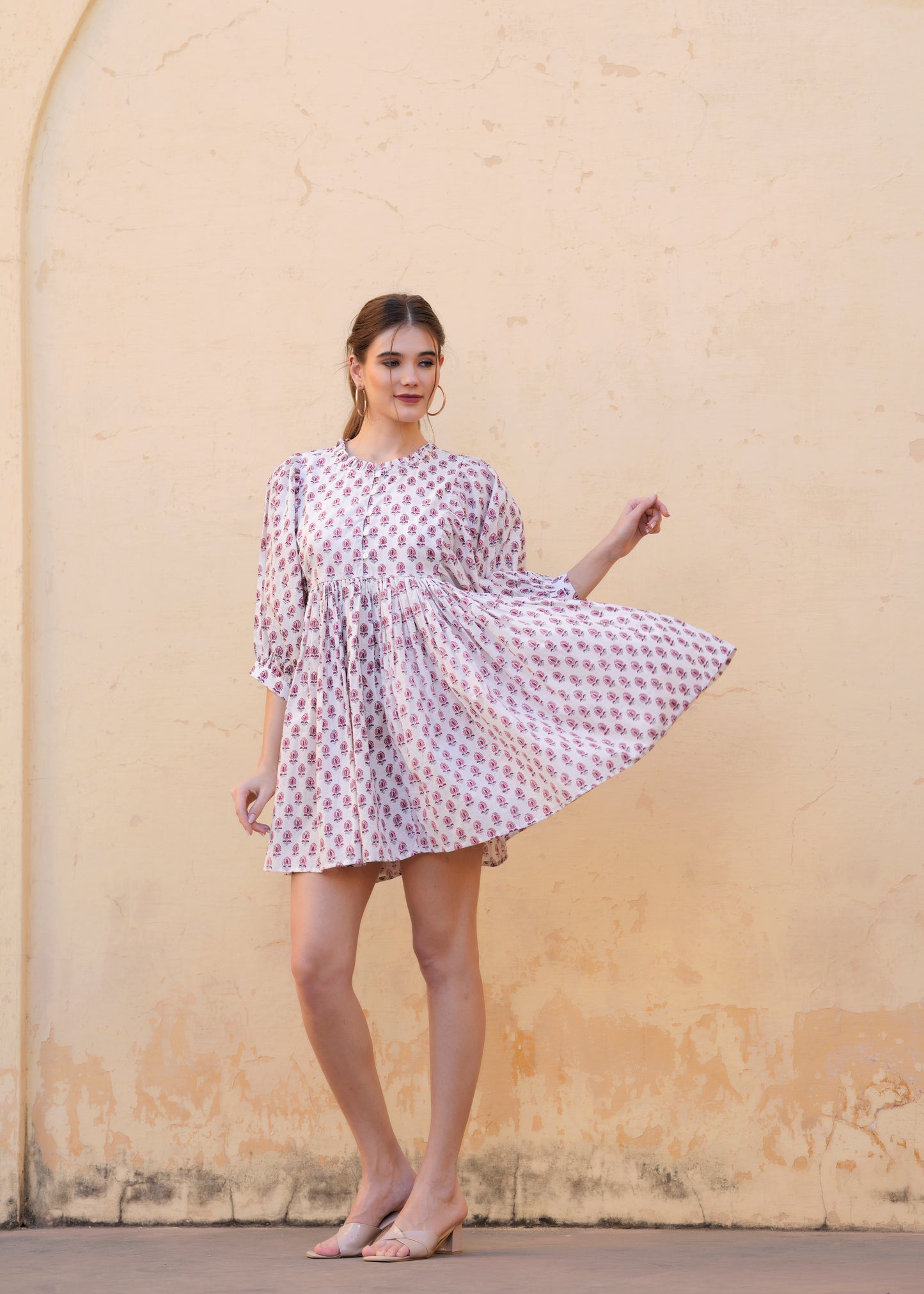 Beautiful Hand-Block Printed Handmade Summer Rooh Mini Dress