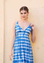 Handmade cotton Tie Dye Blue Maxi Dress