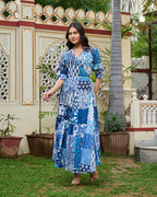 Boho Patchwork Cotton Wrap Maxi Dress