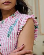 Floral Hand Block Print Cotton Maxi Dress
