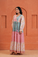 Aarvi Cotton Hand Block Print Patchwork Maxi Dress