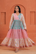 Aarvi Cotton Hand Block Print Patchwork Maxi Dress