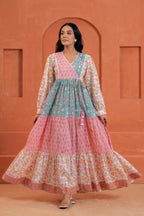 Aarvi Cotton Hand Block Print Patchwork Maxi Dress