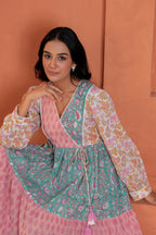 Aarvi Cotton Hand Block Print Patchwork Maxi Dress
