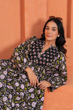 Sienna Cotton Floral Hand Block Print Button-Front Maxi Dress