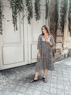 Hand Block Printed Cotton Hailey Midi Dress