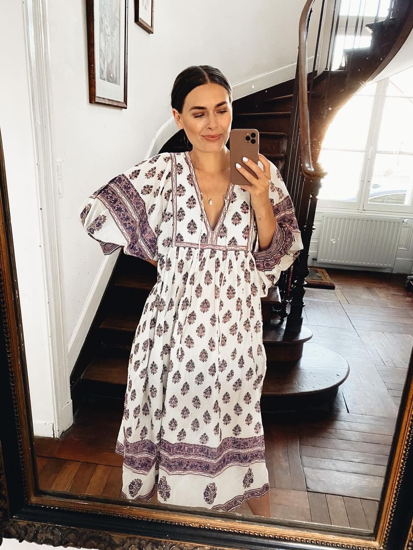 Hand Block Printed Sushi Maxi Dress