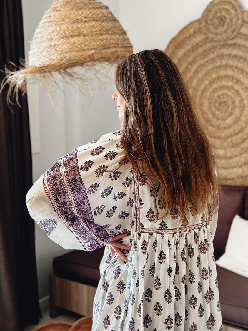 Hand Block Printed Sushi Maxi Dress