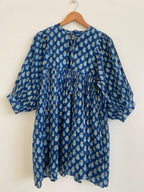 Beautiful Hand Block printed Cotton Blue Mini Dress