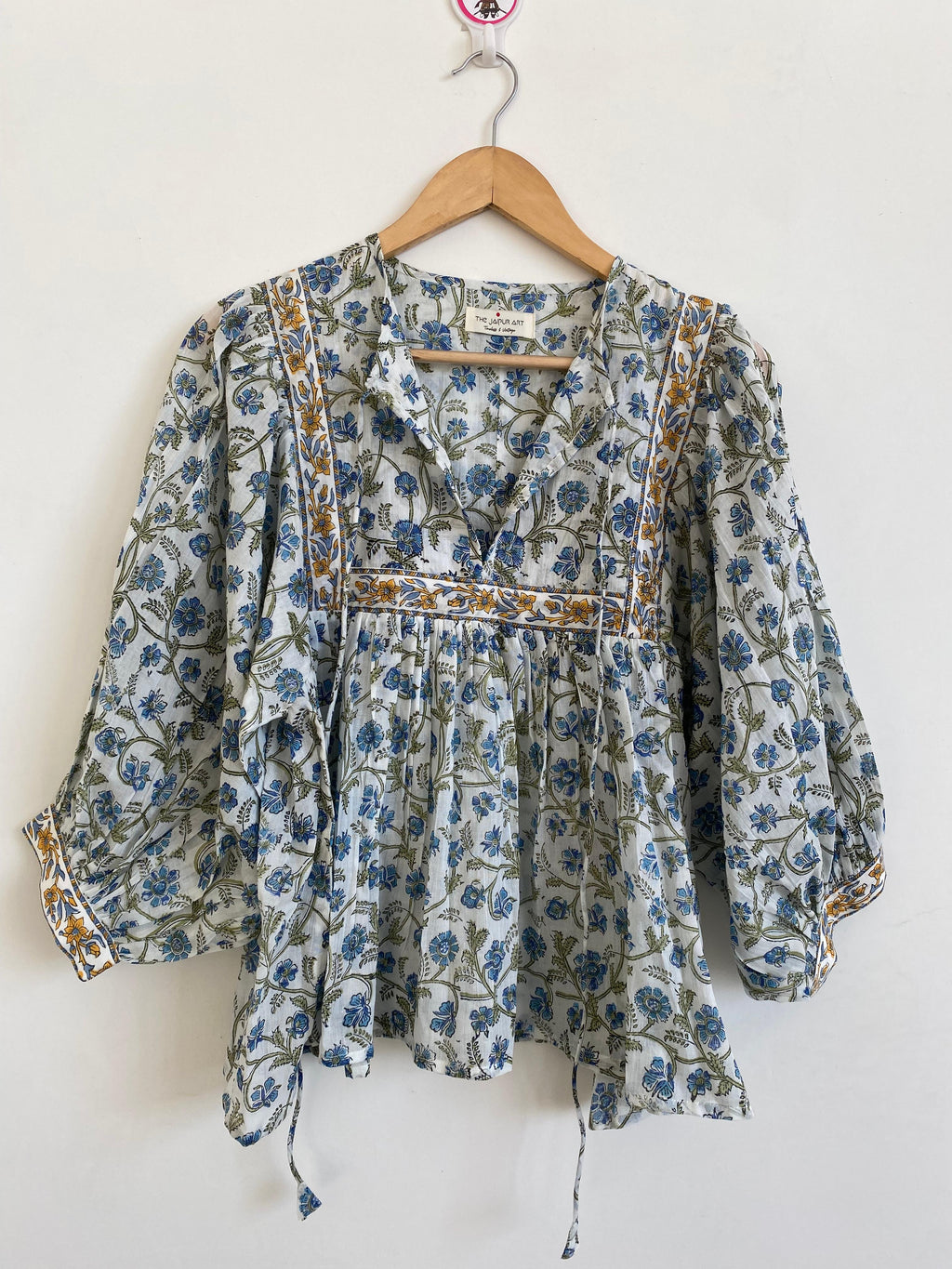 Hand Block printed Cotton Blue Tops