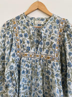 Hand Block printed Cotton Blue Tops