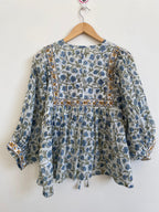 Hand Block printed Cotton Blue Tops