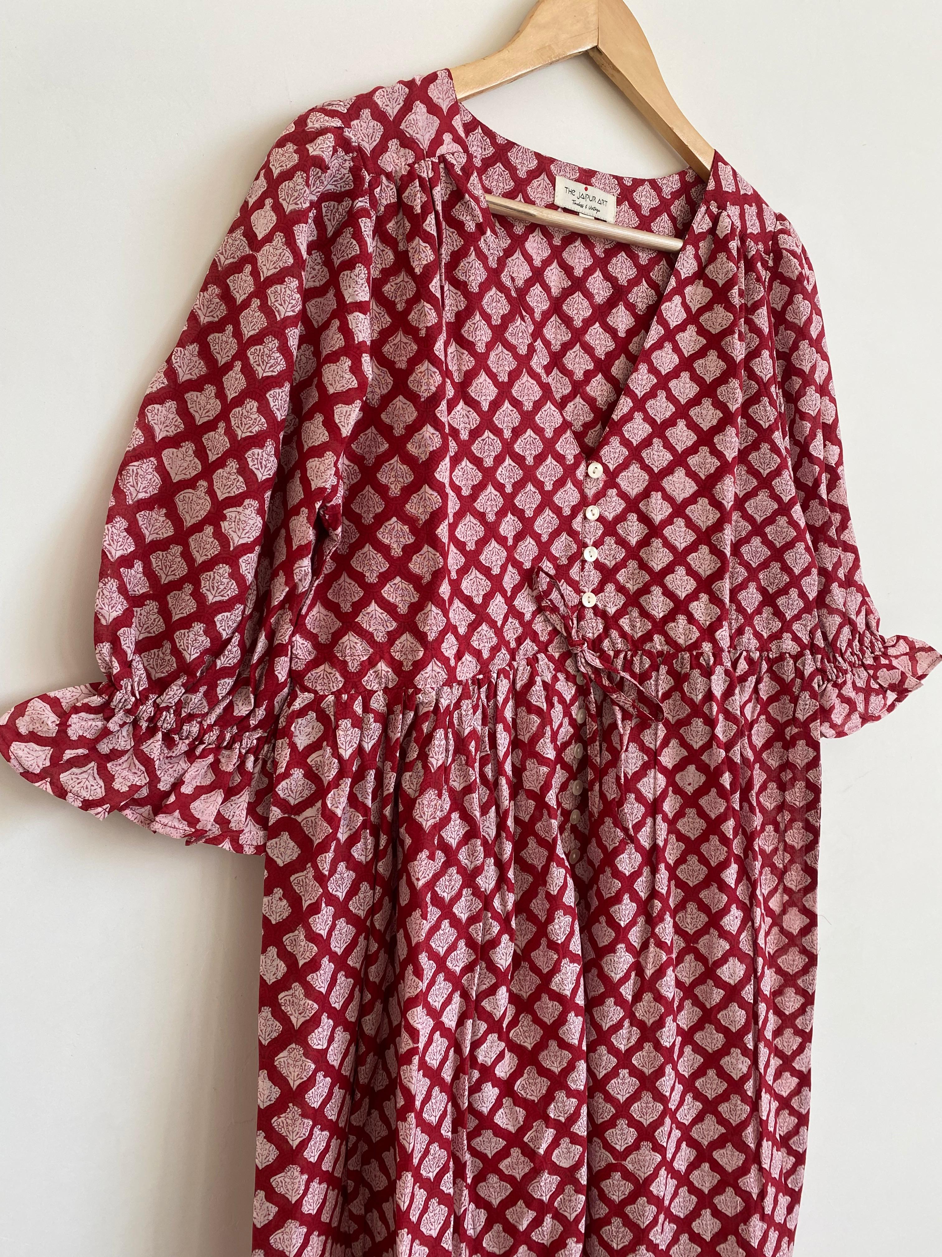 Hand Block Printed Scarlet Maxi Red