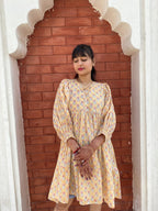Beautiful Hand Block printed Cotton paisley Mini Dress