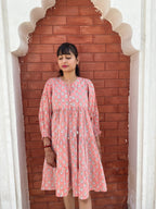 Beautiful Hand Block printed Cotton paisley Mini Dress