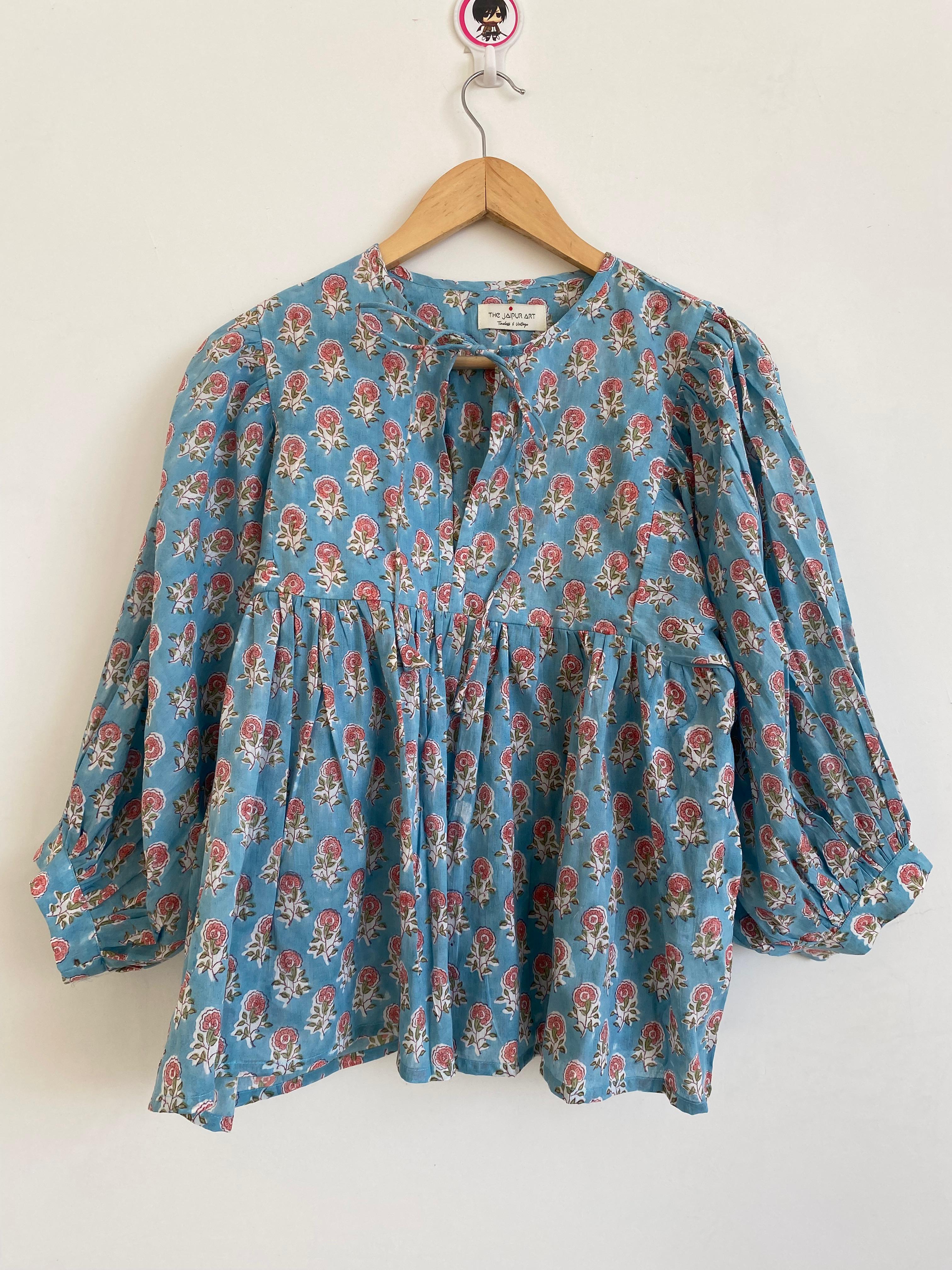 Hand Block printed Cotton paisley Tops