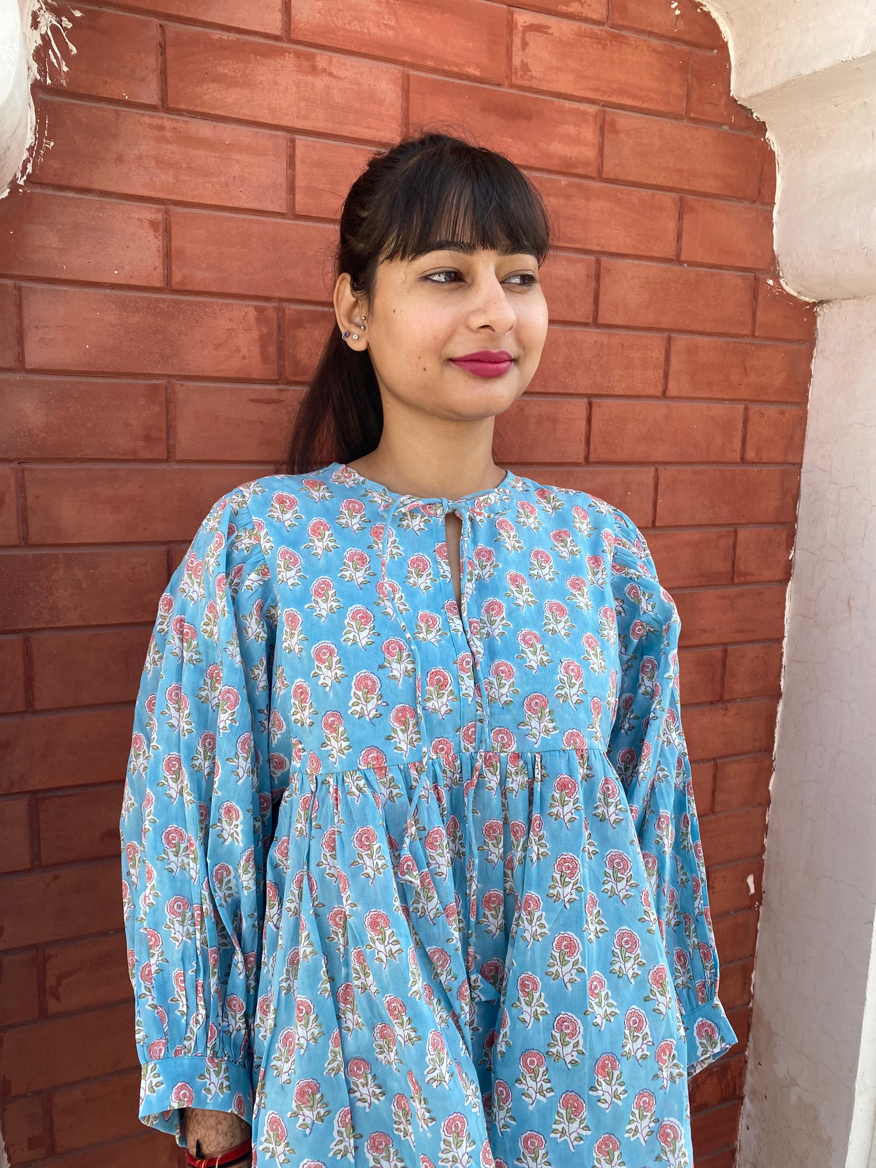 Hand Block printed Cotton paisley Tops