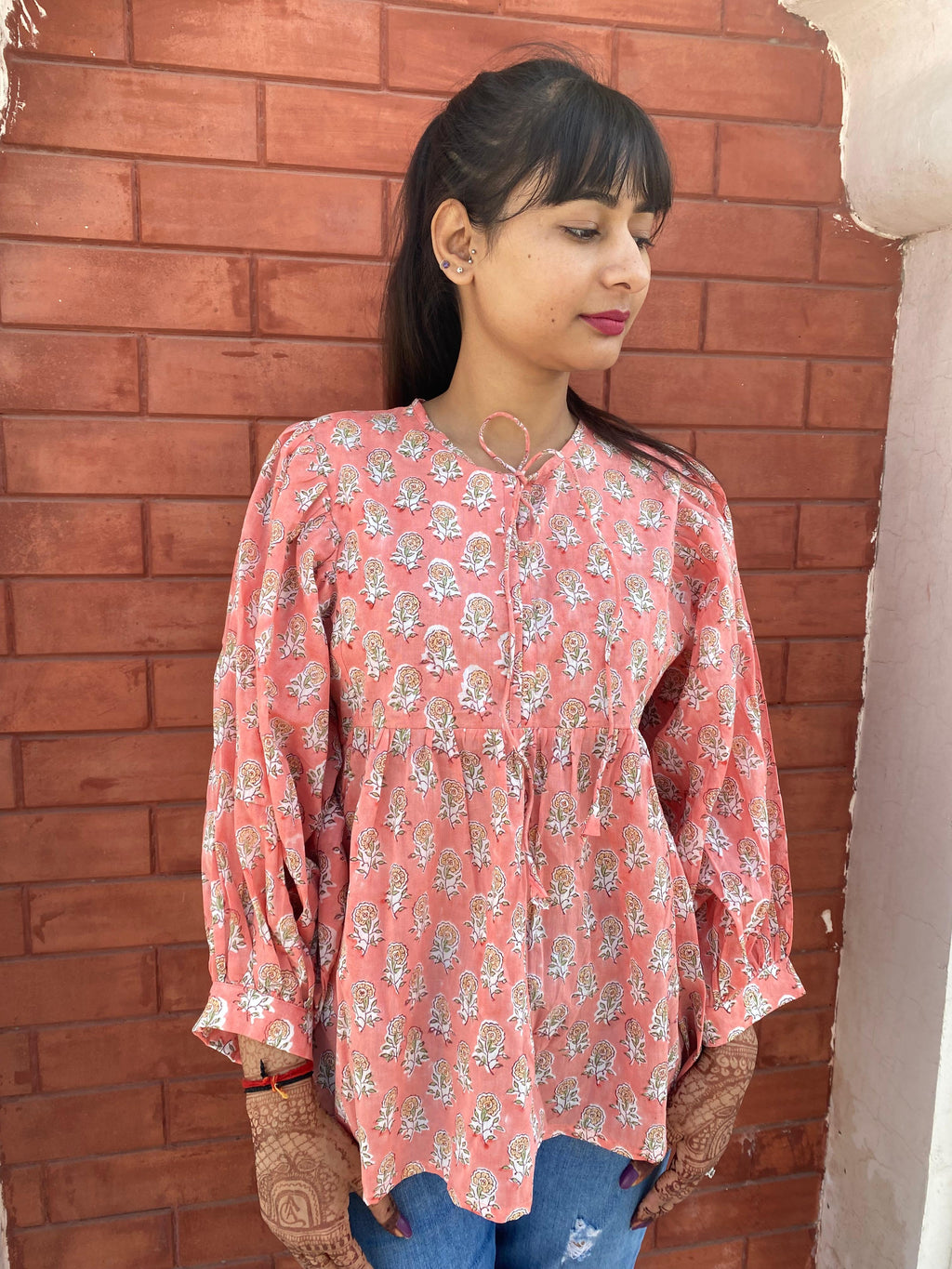 Hand Block printed Cotton paisley Tops