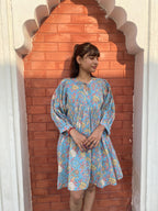 Beautiful Hand Block printed Cotton Floral Mini Dress
