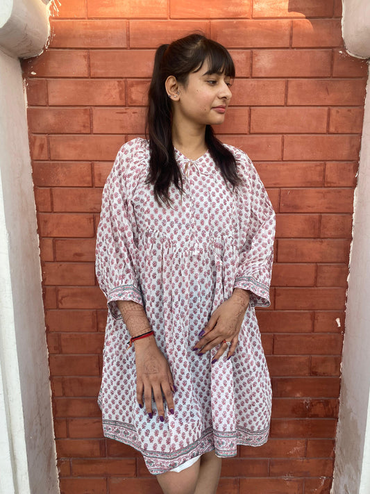 Beautiful Hand Block printed Cotton Mini Dress